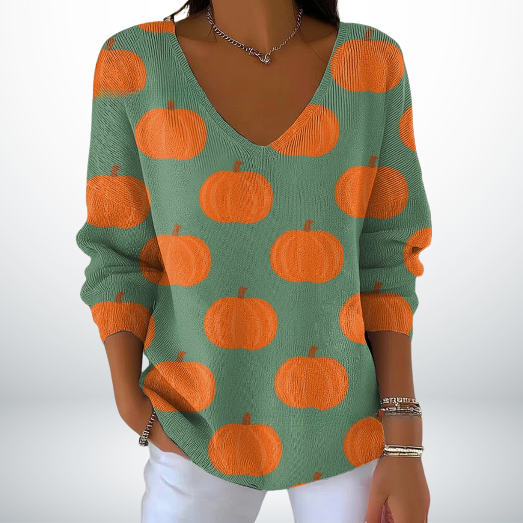 Éveline | Komfortabel V-hals Striktrøje