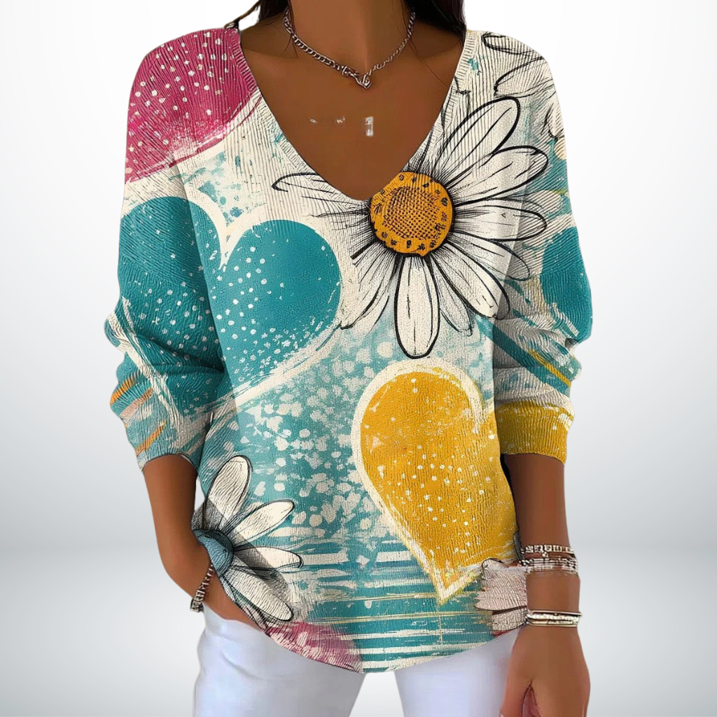 Éveline | Strikbluse med V-hals