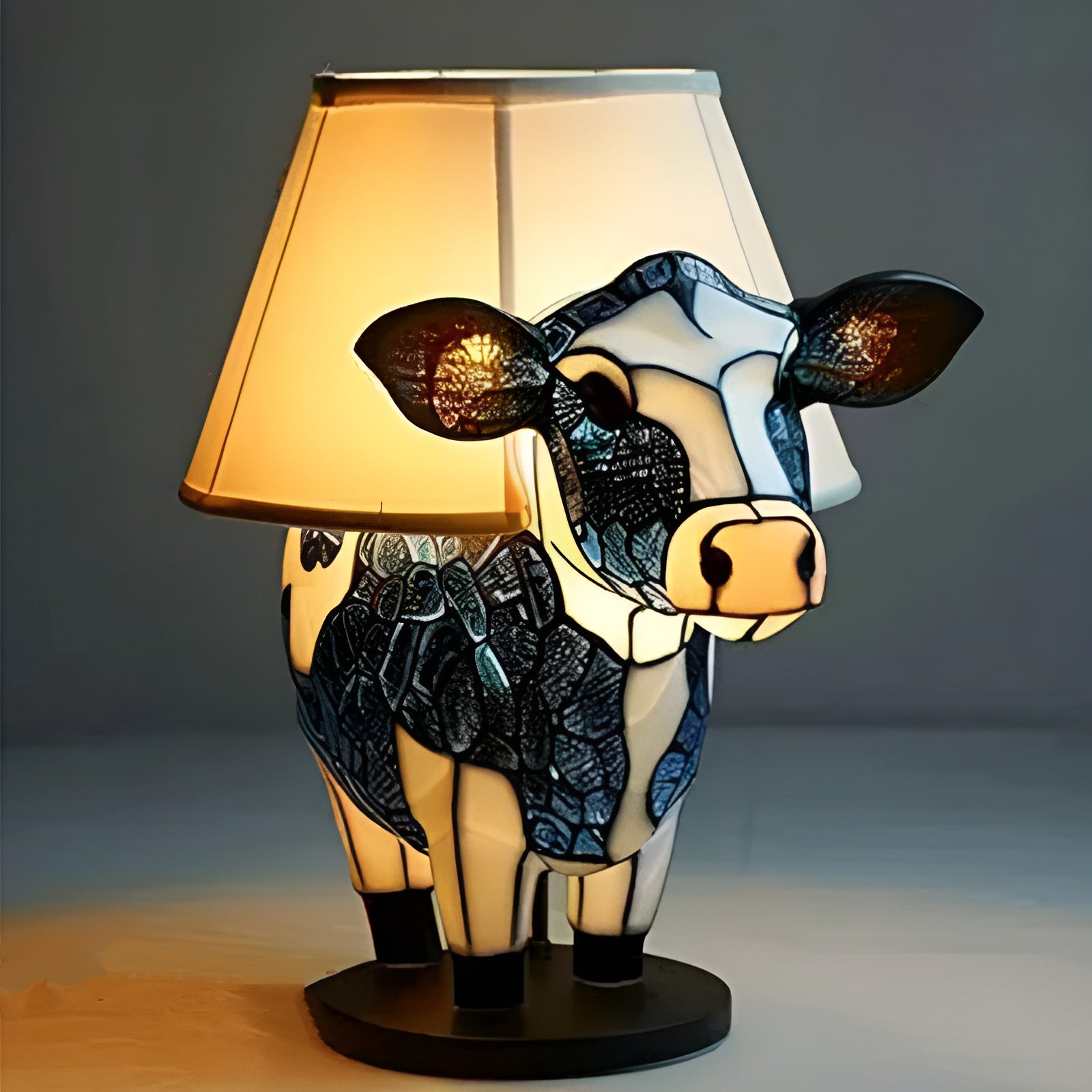 Milka - Lampa witrażowa Magisk w kształcie krowy