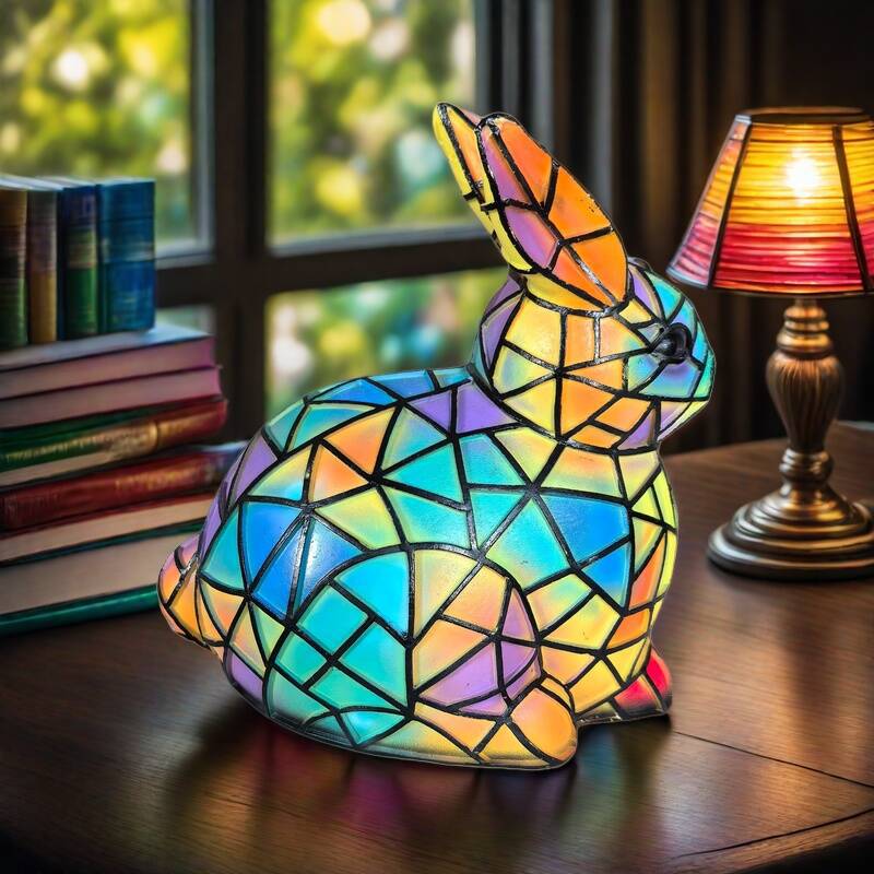 Kropka - Lampa witrażowa Magisk w kształcie królika