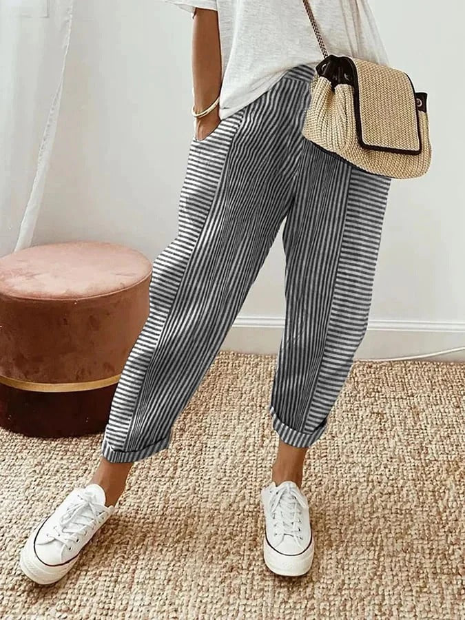 Natasha – Stylowe spodnie w paski na lato